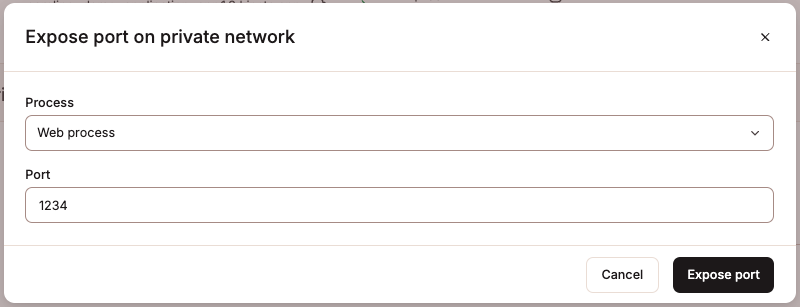 Expose a port internally.